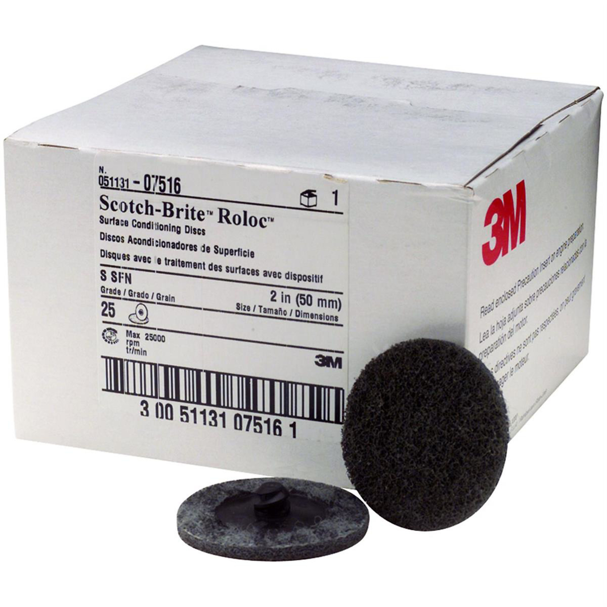 3M Roloc Disc — 2in., 25 Pcs, Quick Change, Gray, Model# MMM7516